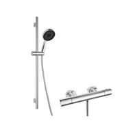 kielle Oudee - Set de douche avec mitigeur thermostatique, barre, flexible et pommeau de douche EcoSpare, chrome 20602SNT10