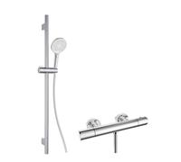 kielle Oudee - Set de douche avec mitigeur thermostatique, barre, flexible et pommeau de douche EcoSpare, chrome 20602SNT20
