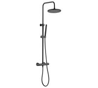 kielle Oudee - Set de douche avec thermostat, 20 cm, 1 jet, noir mat 20602044E
