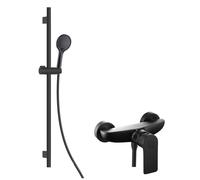 kielle Vega - Set de douche avec mitigeur, colonne, flexible et pommeau de douche EcoSpare, noir mat 20618SN54