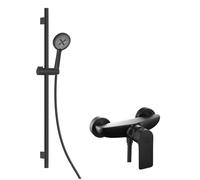 kielle Vega - Set de douche avec mitigeur, colonne, flexible et pommeau de douche EcoSpare, noir mat 20618SN24