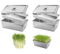 Kiemset, 2 pièces, en acier inoxydable, bacs de germination de 32 x 22 cm avec tamis fin