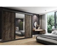 KIER FURNITURE Armoire Dressing AMO Frêne foncé 250x200x62 cm | Armoire dressing spacieuse avec rangement pratique pour vêtements et linge, idéale pour chambre adulte ou enfant