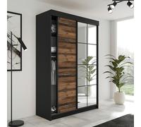 KIER FURNITURE Armoire Dressing LAMARO Noir/Style Ancien 167x205x59 cm | Armoire dressing spacieuse avec rangement pratique pour vêtements et linge, idéale pour chambre adulte ou enfant