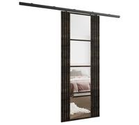 KIER FURNITURE Ensemble complet de porte coulissante EMPI, cloison coulissante en frêne foncé 106 x 205 x 1,6 cm