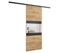 KIER FURNITURE Ensemble complet de porte coulissante LUMBA, cloison coulissante en chêne Craft Gold 76 x 205 x 1,6 cm