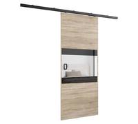 KIER FURNITURE Ensemble complet de porte coulissante LUMBA, cloison coulissante en chêne Sonoma 76 x 205 x 1,6 cm