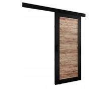 KIER FURNITURE Porte Coulissante Intérieur avec Rail PALADIO - 106x205 cm - Porte Intérieure Chambre - Noir & Chêne Craft