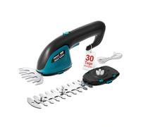 KIESBOHR CSL201 Sécateur sans fil 2 en 1 7,2 V pour pelouse et haie, petite cisaille à gazon et taille-haie avec batterie intégrée de 2000 mAh, lame d'herbe de 10 cm, coupe-arbustes 17 cm et câble de
