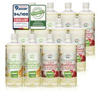 KieselGreen Bioéthanol 12 x 1 Litre Set (6x avec Parfum + 6x Inodore) pour Cheminée à l'éthanol - Bioéthanol comme Parfum - pour Cheminée à l'éthanol Bio intérieur ou feu de Table au Bioéthanol WE