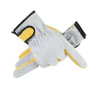 KIFSDLF Gants de soudage en cuir, outil gris jaune, résistant à la chaleur, Anti-coupure, four, cheminée, travail ignifuge Pour le soudage(Yellow)