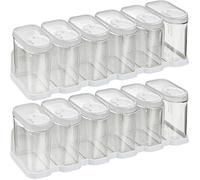 Kigima lot de 12 boîtes à épices boîtes verseuses boîtes de conservation avec 2 étagères (blanches, 0,25 l)