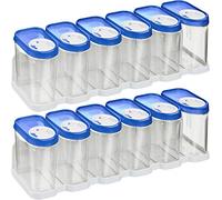Kigima lot de 12 boîtes à épices boîtes verseuses boîtes de conservation avec 2 étagères (bleues, 0,25 l)