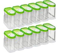 Kigima lot de 12 boîtes à épices boîtes verseuses boîtes de conservation avec 2 étagères (vertes, 0,25 l)