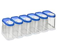 Kigima lot de 6 boîtes à épices boîtes verseuses boîtes de conservation avec étagère (bleues, 0,25 l)