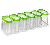 Kigima lot de 6 boîtes à épices boîtes verseuses boîtes de conservation avec étagère (vertes, 0,25 l)