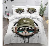 KIILA Housse de Couette 140x200 Enfant Chat 3D Imprimé Fille Parure de lit 1 Personnes Musique 3 Pièces Confortable Doux Microfibre avec Fermeture Éclair Literie et 2 Taie d'oreiller