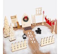 Kiiwah 15 Pièces Maison Lutin Farceur de Noel Kit, Porte Magique Lutin Accessoire Farceur de Noel Comprend Un Ensemble de Séchoir à Linge, Une Porte, des Bottes et Une Couronne
