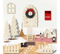 Kiiwah 18 Pièces Maison Lutin Farceur de Noel Complet, Décoration de Porte Lutin Farceur Kit de Porte Lutin de Noël Micro Paysage Décoration Inclut Une Tente de Camping, Une Couronne, des Bottes