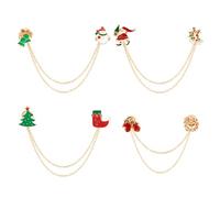 Kiiwah 4 Pièces Broche Noel, Amovible Broche de Chaîne de Noël, Mignon Broches Pins de Noël en Métal pour Vêtements Sac Chapeau Accessoires Décorations pour Adultes et Enfants