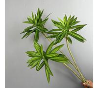 KIJING Lot de 3 plantes dracaena artificielles porte-bonheur en soie pour salon, bureau, sans entretien (style de maison) (3, vert-petit)