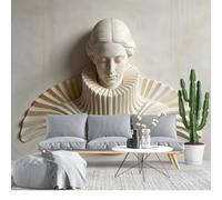 KIJSKKOPO Buste de Femme Renaissance En Relief 3D, Fresque Murale En Soie, 210 X 300 Cm, Représentant Une Femme Sculptée À Collerette. Papier Peint Néoclassique pour Salon Ou Chambre.