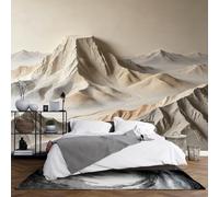 KIJSKKOPO Papier Peint Mural 3D Plat Représentant Une Montagne, 315 X 450 cm, Intissé, Grand Format, Paysage de Montagne Beige, Décoration Murale pour Chambre, Salon, Maison, 315 X 450 cm (L X H