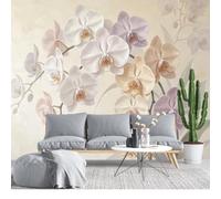 KIJSKKOPO Papier Peint Mural En Soie À Motif D'Orchidées Phalaenopsis, Effet Pictural Doux, 450 X 315 Cm. Papier Peint Élégant À Motif Floral pour Salon Et Chambre.