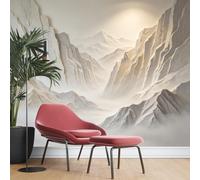 KIJSKKOPO Papier Peint Mural Silk Mountain 70X100cm, Effet 3D En Relief, Paysage Vallée Montagneuse Brumeuse, Décoration Murale Photo pour Salon, Chambre, Couloir, Séjour, Papier Peint En Tissu S