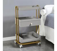 KIJyfgTR Chariot de Salon en métal Chariot de Salon à 3 Niveaux Chariot à roulettes for Salon Grand tiroir Chariot de Salon à roulettes avec roulettes for Chariot de beauté(Dark Gray with Drawer)