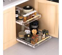 KIKIBRO Organiseur de tiroir extensible, largeur réglable, étagères de rangement coulissantes montées par le bas pour armoires, taille d'armoire requise (36 cm ~ 61,9 cm, D ≥ 17,7,6 cm), 1 pièce