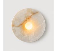 Kikioo Applique murale moderne en marbre d'albâtre pour couloir de chambre, abat-jour boule en verre, G4