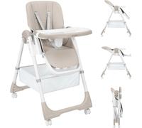 Kikka boo Chaise haute pour enfant Spicy+ pliable réglable en hauteur Repose-pieds Roues Panier beige