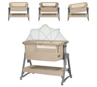 Lit d'appoint Kikka boo Nanna 2 matelas Barres à balancer Moustiquaire Roues Panier beige