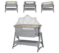 Kikka boo Lit d'appoint Nanna 2 Matelas Bâtons de balançoire Moustiquaire Roues Corbeille grise
