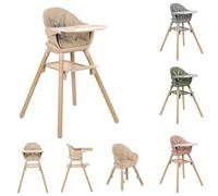 Kikkaboo Chaise haute Woody 2 en 1 pieds en bois Chaise d'enfant Repose-pieds, coloris:beige