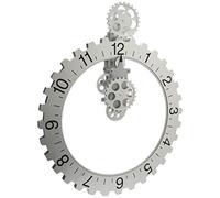 Kikkerland Horloge Murale Tournante à Grande Roue - Wall Clock with Large Turning Wheel - Argenté - All Ages
