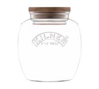 Kilner Bocal universel en verre avec couvercle en bois de 2 litres avec joints en silicone pour cuisine garde-manger pour aliments secs comme les céréales, les pâtes et les céréales