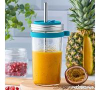 Kilner Ensemble de fabrication de smoothies en verre avec paille réutilisable en acier inoxydable