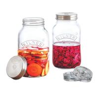 Kilner Lot de 2 Verres de 1 Litre en Verre de Fermentation Transparent 10 x 10 x 18 cm