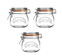 Kilner Lot de 3 bocaux ronds en verre avec couvercle clipsable - 0,5 l (3 x 500 ml) - Réutilisables