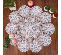 Kilofly Napperon de table fait main en coton et dentelle Motif napperon 26 inch White blanc