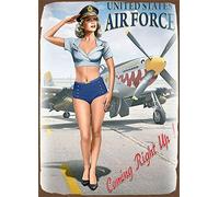 KILSPU Pin Up Girl Affiche de la Seconde Guerre Mondiale en métal de style vintage Plaque murale en étain Décoration murale Panneau en métal 20,3 x 30,5 cm Poster Sp256