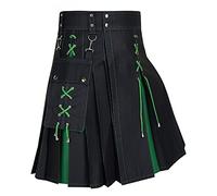 Kilt écossais pour Hommes, Taille élastique, avec Doublure en Maille, Cordon de Serrage réglable, Respirant, à séchage Rapide, Kilt Cargo Tactique et Grandes Poches, Kendo, Noir, Blanc, Vert, Gris