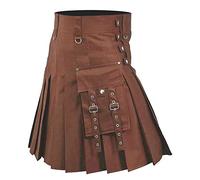 Kilt écossais traditionnel à carreaux pour homme - Kilt écossais pour homme - Kilt de combat irlandais punk gothique Highland Rock Tartan Utility Kilt pour homme avec sangles et grandes poches cargo,