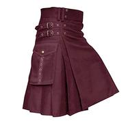 Kilt Utilitaire pour Homme - Uni - Tartan - Jupes Utilitaires - Steampunk - Vêtements Gothiques écossais - Vêtements de Mariage - Kilt en Cuir avec Sangles