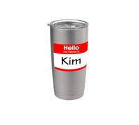 Kim, badge avec inscription « Hello My Name is Name is » Gobelet isotherme en acier inoxydable double paroi