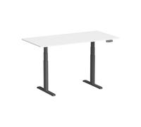 KIMEX Bureau Motorisé Assis-Debout - Double Moteur - Hauteur Réglable 63-127 cm - Largeur Réglable 100-170 cm - Plateau Blanc/Pied Noir - 150-2615K2W