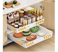 KIMFEAD Lot de 2 Tiroirs Coulissants Extensibles pour Placard - Organisateur Cuisine sans Perçage, Largeur Réglable, Acier Blanc