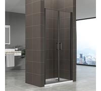 KIMIBLACK Porte de douche battante H 180 cm noir largeur réglable 97 à 100 cm verre 6 mm transparent
